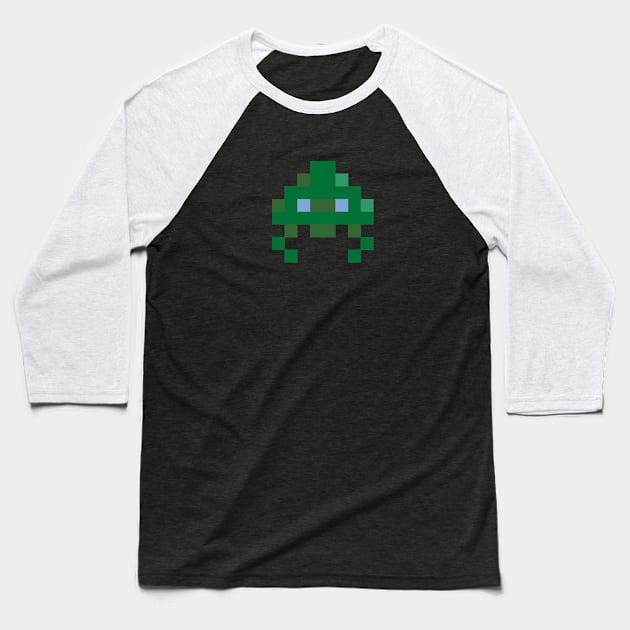 Retro gaming Space Invader Baseball T-Shirt by GerrardShuttleworthArt